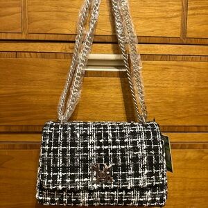 Sold Sold Badgley mischka Black and White Tweed Crossbody Bag